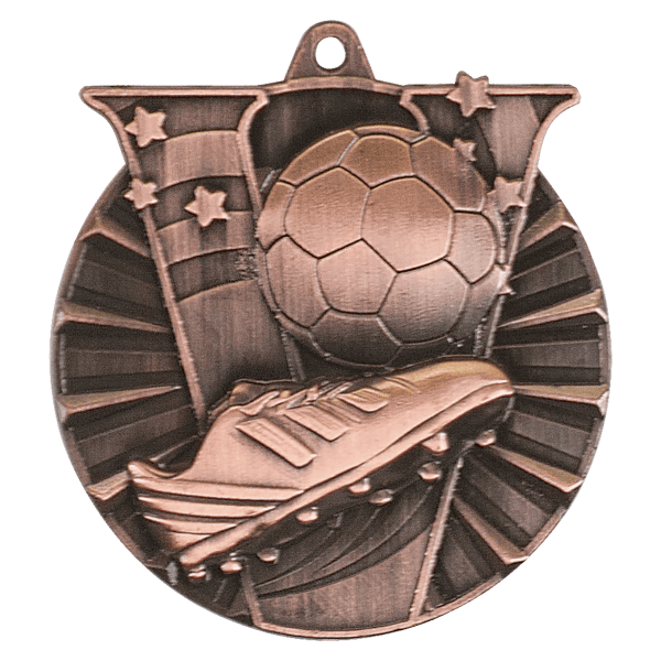 2" Antique Gold Soccer Victory Medal - Image 3