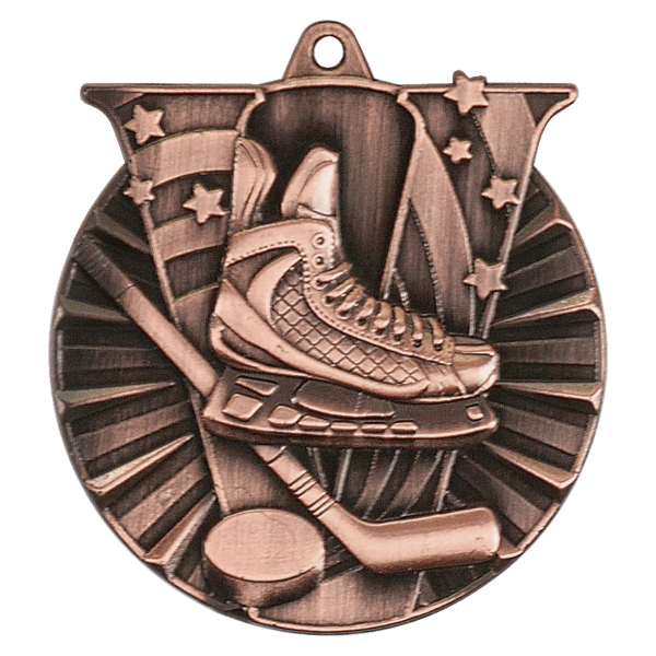 2" Antique Gold Hockey Victory Medal - Image 3