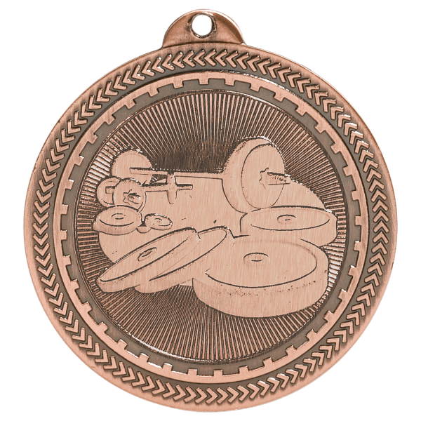 2" Weightlifting Laserable BriteLazer Medal - Image 3