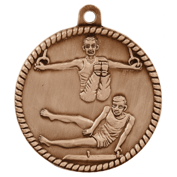 2" Male Gymnastics High Relief Medal - Image 3
