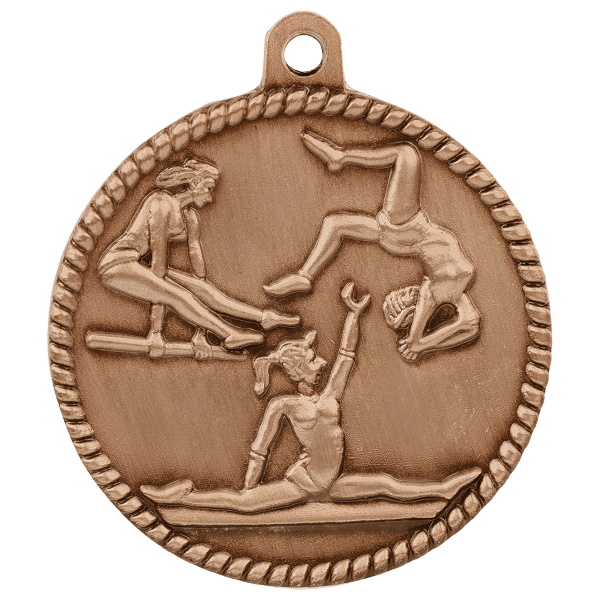 2" Female Gymnastics High Relief Medal - Image 3