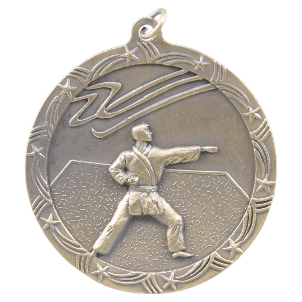 2 1/2" Antique Gold Martial Arts Shooting Star Medal