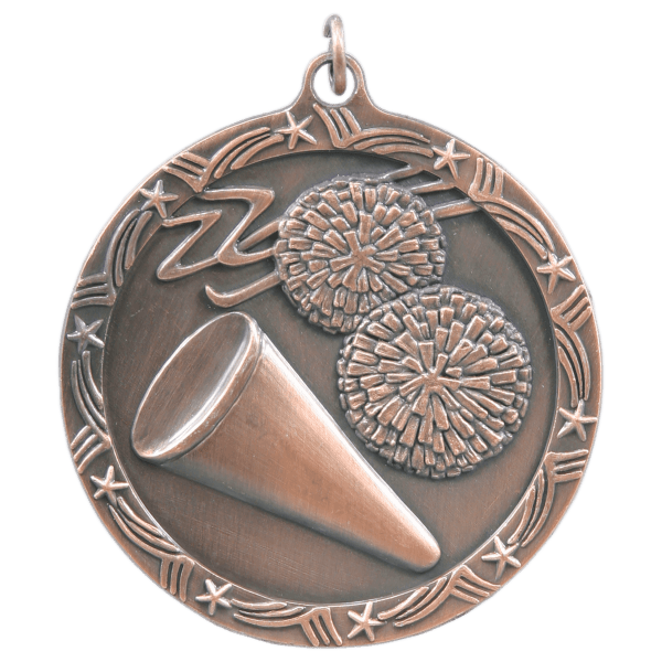 2 1/2" Antique Gold Cheer Shooting Star Medal - Image 3