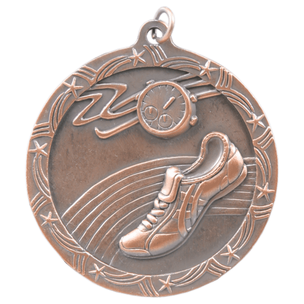 2 1/2" Antique Gold Track Shooting Star Medal - Image 3