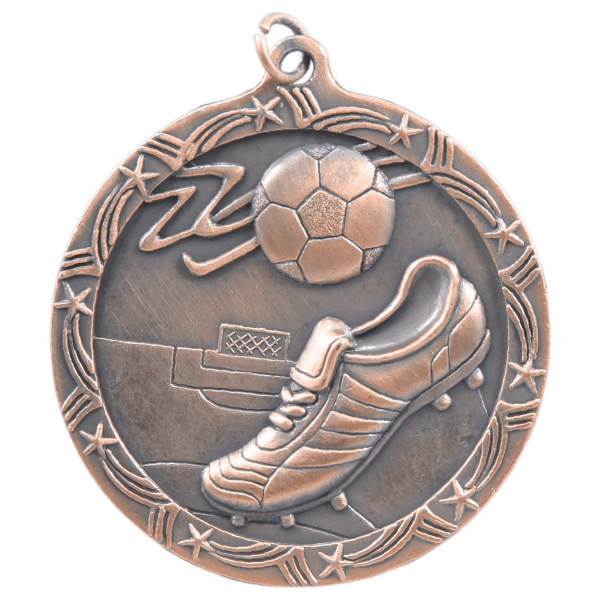 2 1/2" Antique Gold Soccer Shooting Star Medal - Image 3