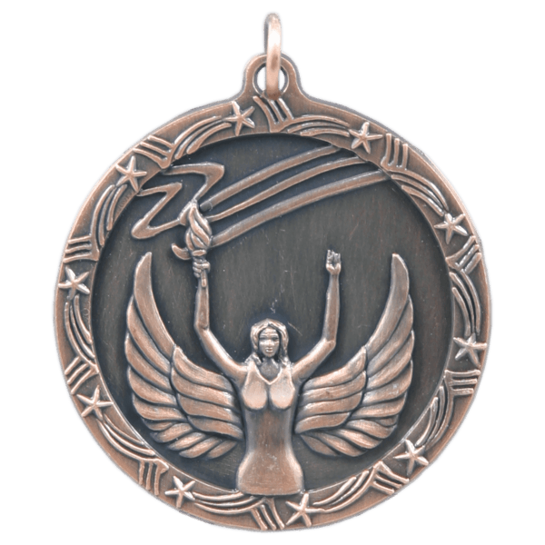 1 3/4" Antique Gold Victory Shooting Star Medal - Image 3
