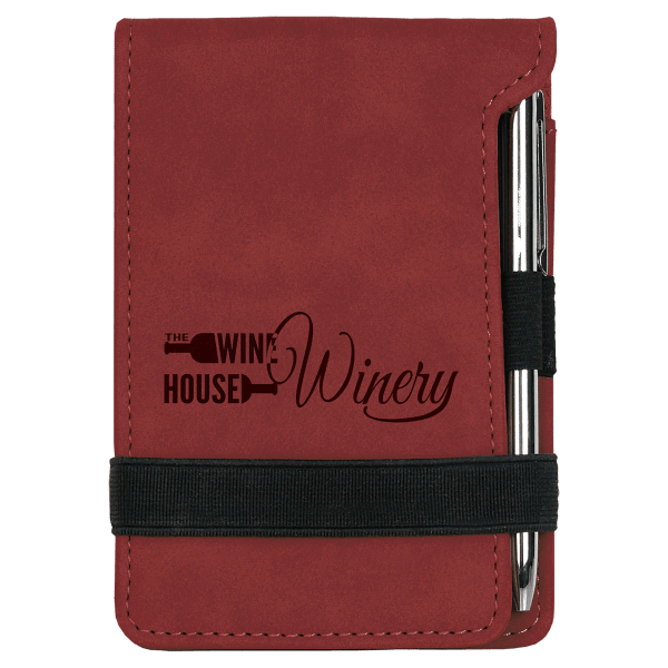 3 1/4" x 4 3/4" Rose Laserable Leatherette Mini Notepad with Pen
