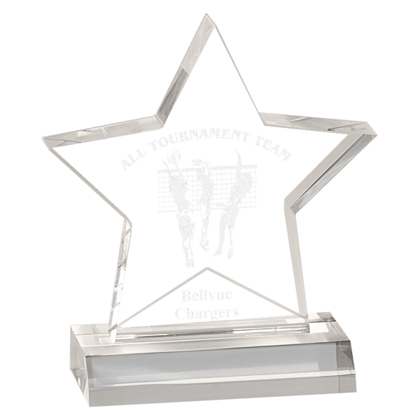 5" x 5" Star Acrylic Award with 4" Base