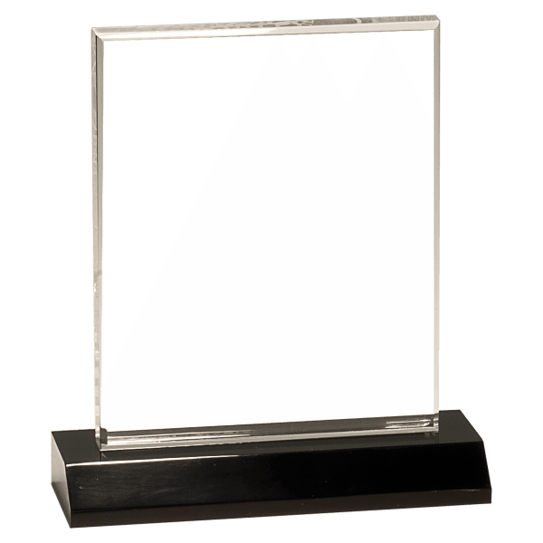 Large Clear Acrylic Rectangle with Black Acrylic Base