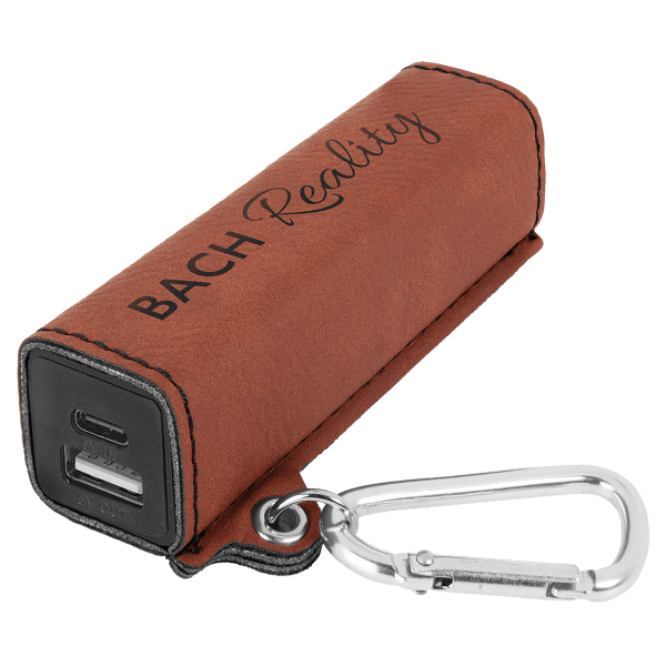 Laserable Leatherette 2200 mAh Power Bank with USB-C Cord - Image 4