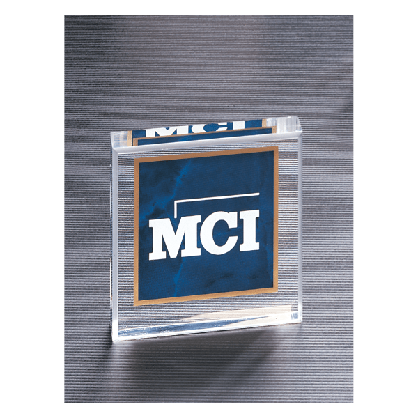 3 3/4" x 3 3/4" Sapphire Marble Design Acrylic Paperweight