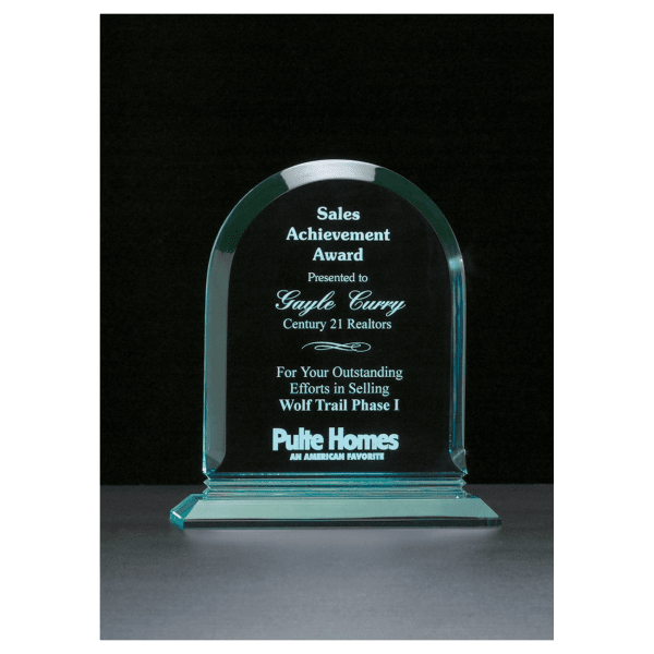 8 1/2" x 9 3/4" Arch Series Jade Acrylic Award