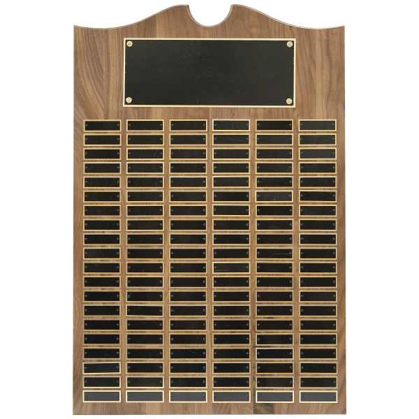 20" x 30" American Walnut Roster Plaque w/ 120 Plates