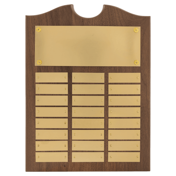 11" x 15"/Plates 7/8" x 2 3/4" American Walnut 24 Plate Perpetual Plaque with Brushed Brass Plates