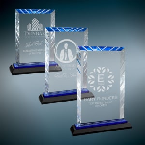 Rectangle Accent Glass on Blue and Black Base