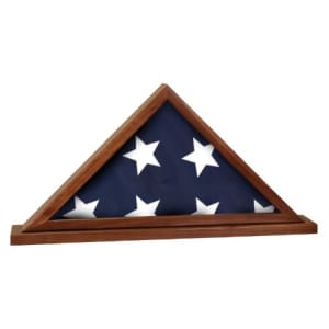 16 1/4″ x 8 1/4″ Genuine Walnut Flag Display Case with Base Attached
