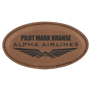 3 1/4″ x 1 3/4″ Dark Brown Laserable Leatherette Oval Badge Blank with Magnet