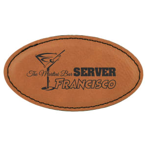 3 1/4″ x 1 3/4″ Rawhide Laserable Leatherette Oval Badge Blank with Magnet