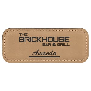 3 1/4″ x 1 1/4″ Light Brown Laserable Leatherette Badge Blank with Magnet