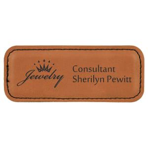 3 1/4″ x 1 1/4″ Rawhide Laserable Leatherette Badge Blank with Magnet