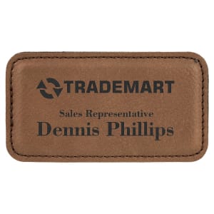3 1/4″ x 1 3/4″ Dark Brown Laserable Leatherette Badge Blank with Magnet