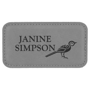 3 1/4″ x 1 3/4″ Gray Laserable Leatherette Badge Blank with Magnet