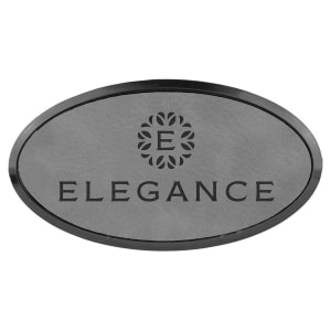 3″ x 1 1/2″ Gray Laserable Leatherette Oval Badge & Frame