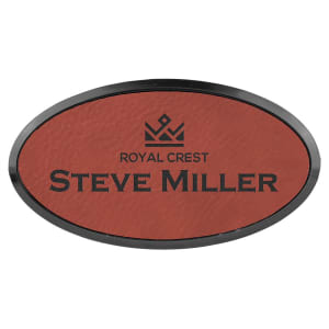 3″ x 1 1/2″ Rose Laserable Leatherette Oval Badge & Frame