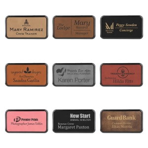 3″ x 1 1/2″ Laserable Leatherette Round Corner Badge & Frame Sample Set