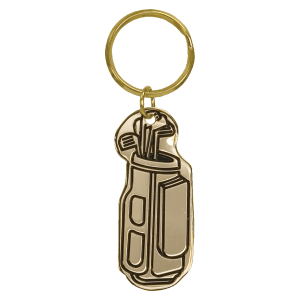 1″ x 2 1/2″ Gold Golf Bag Brass Keychain