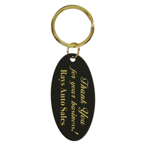1 1/4″ x 2 1/2″ Black Oval Brass Keychain