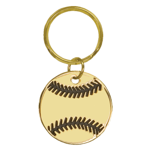 1 1/2″ Gold Baseball/Softball Brass Keychain
