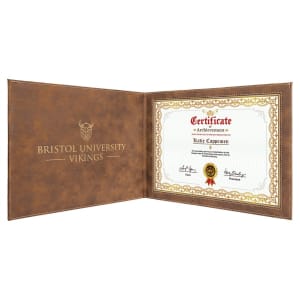 9″ x 12″ Rustic/Gold Laserable Leatherette Certificate Holder for 8 1/2″ x 11″
