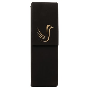 6 1/2″ x 2″ Black/Gold Laserable Leatherette Double Pen Case