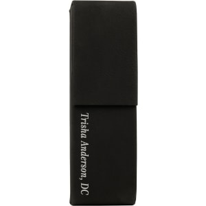 6 1/2″ x 2″ Black/Silver Laserable Leatherette Double Pen Case