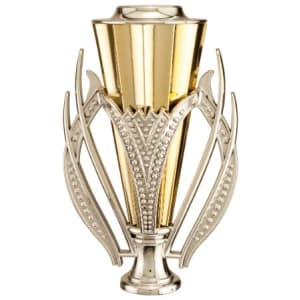 7 1/2″ Silver/Gold Plastic Cup with Lid