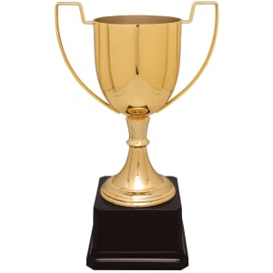 10 1/2″ Gold Completed Zinc Cup Trophy on Plastic Base