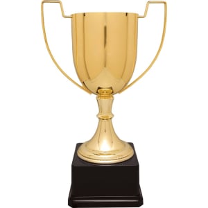 14 1/4″ Gold Completed Zinc Cup Trophy on Plastic Base