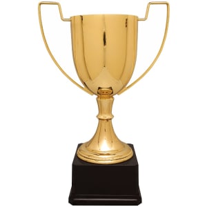 15 1/4″ Gold Completed Zinc Cup Trophy on Plastic Base