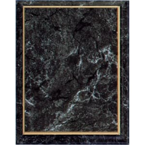 10 1/2″ x 13″ Improved Black Marble Finish Plaque with Gold Cove Edge