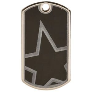 2″ Black/Silver Star Laserable Star Dog Tag