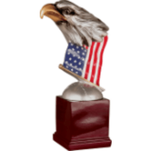 8 1/2″ Eagle Head and Flag on Resin Base
