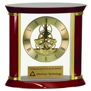 7 3/4″ Executive Gold & Rosewood Piano Finish Clock