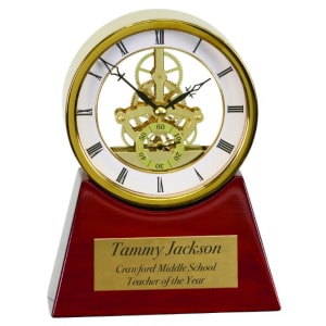 7 1/4″ Executive Gold & Rosewood Piano Finish Clock