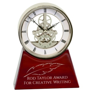 7 1/4″ Executive Silver & Rosewood Piano Finish Clock