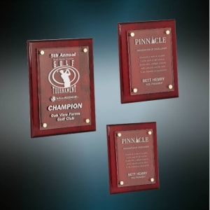 Rosewood Piano Finish Floating Glass Plaque Blank Sample Set