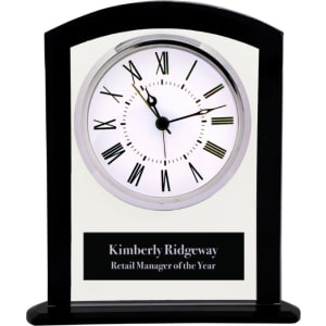 6 1/4″ Black/Clear Glass Square Arch Clock