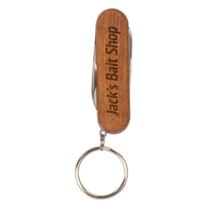 2 1/4″ Wooden 3-Function Pocket Knife with Keychain