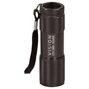 3 3/8″ Black 9-LED Laserable Flashlight with Strap