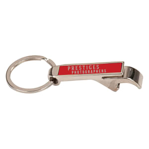 2 1/2″ Red Laserable Bottle Opener Keychain